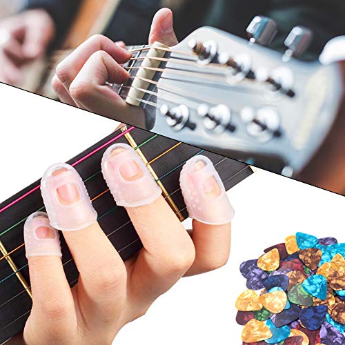 20Pcs Protector de Dedos con 5 Púas de Guitarra para Guitarra Eléctrica Acustica Clásica Bajo Ukulele Protectores Profesionales de Silicona para Instrumentos Musicales de Cuerda