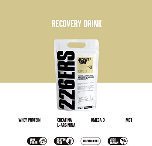 226ERS Recovery Drink, Recuperador Muscular con Proteína Whey, Creatina, Hidratos de Carbono, Triglicéridos y L-Arginina, Vainilla - 500 gr