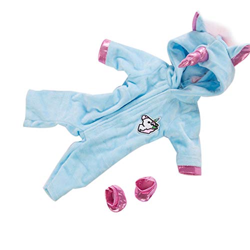 Amycute 43 cm la Ropa de la Muñeca del Traje del Unicornio con los Zapatos para Las Muñecas del Bebé Recién Nacido Girl Doll del Bebé(Rosa) (Azul)