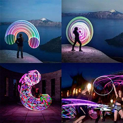 Aro de hula hoop con luces LED para niños a partir de 6 años, para fitness, bailar, ejercicio y reducción de peso, brilla en 10 colores, luz estroboscópica, 60 cm (sin batería)