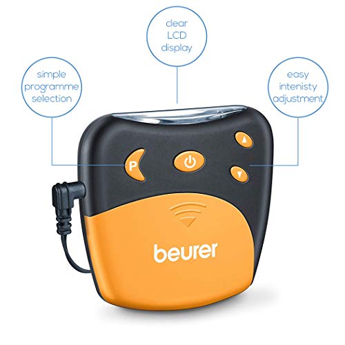 Beurer EM29 Electroestimulador para Rodilla sy codos 2 en 1, Negro, 4 Programa sEntrenamiento, Cinta Flexible y Ajustable