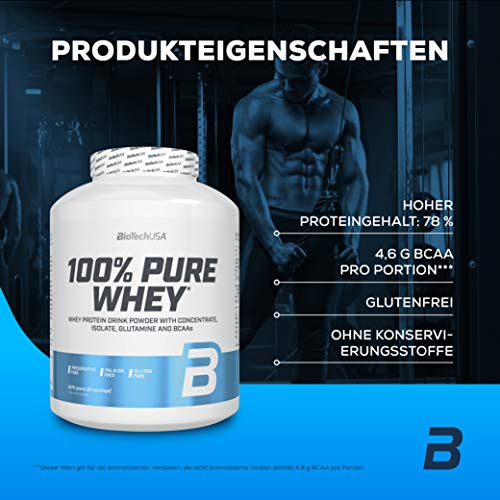 BioTechUSA 100% Pure Whey Complejo de proteína de suero, con aminoácidos añadidos y edulcorantes, sin conservantes, 2.27 kg, Avellana