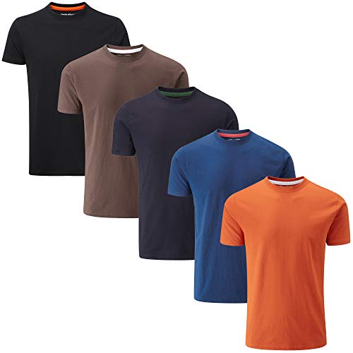 Charles Wilson 5er Packung Einfarbige T-Shirts mit Rundhalsausschnitt (Medium, Dark Essentials Type 42)