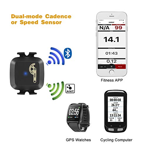 CooSpo Sensor de Velocidad o Cadencia RPM con Doble Módulo Bluetooth 4.0 Ant + para la Computadora de la Bici