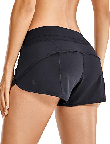 CRZ YOGA Pantalón Corto para Mujer Shorts con Bolsillo Cremallera -6cm Negro. 36