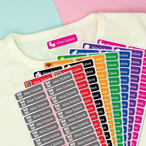 Etiquetas para ropa personalizadas con 1 línea de texto para marcar todas las prendas de los niños para el cole o la guardería (48)