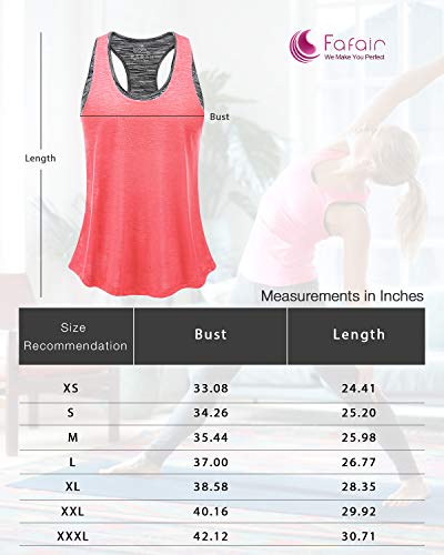 FAFAIR - Camiseta de entrenamiento para mujer, con sujetador integrado, espalda cruzada floja, chaleco deportivo para gimnasio, running y camiseta blanca y coral S