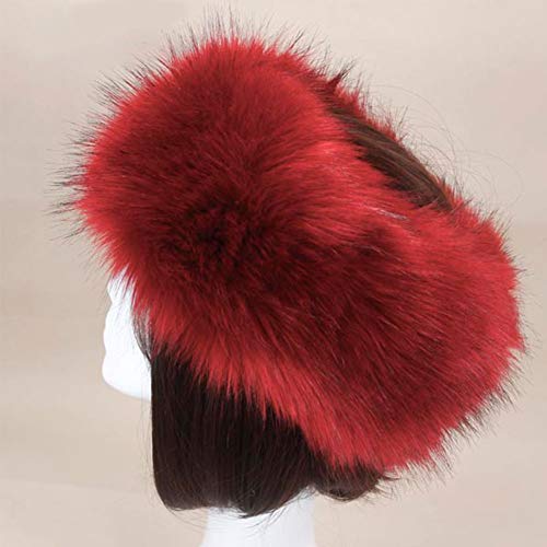GeKLok Sombrero de piel sintética para mujer, elegante sombrero ruso con forro polar sintético, gorra cálida para invierno, accesorio para el pelo, diadema para mujer, piel sintética