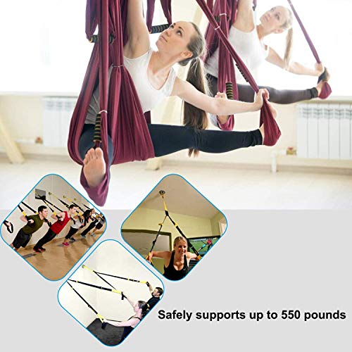 Hoseili Yoga Trapecio Ganchos de techo Soporte de pared para correas de suspensión para interiores o exteriores, anillos olímpicos, peso corporal, entrenamiento de resistencia