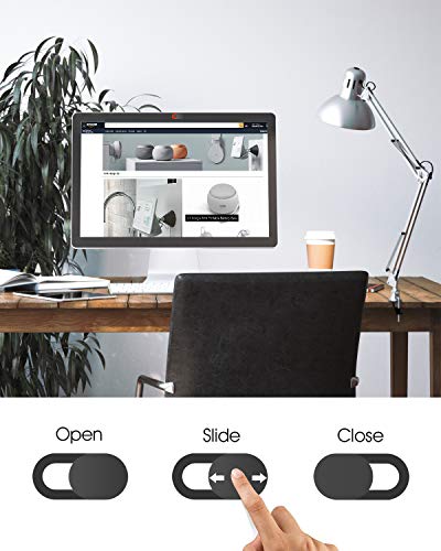 KIWI design Tapa Webcam 8 Piezas Cubierta Camara Portatil, Webcam Cover con un Paño Limpio para PC Mac iPhone Laptop iPad Smartphone (4 Negro, 2 Rojo)