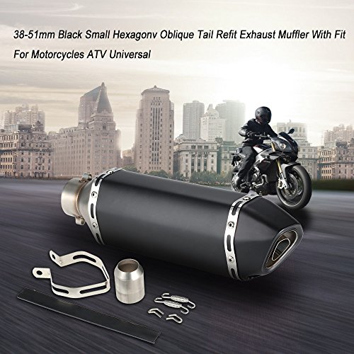 KKmoon Silenciador de Tubo de Escape 38-51mm Small Hexagon Cola Oblicua Style para Moto ATV Universal