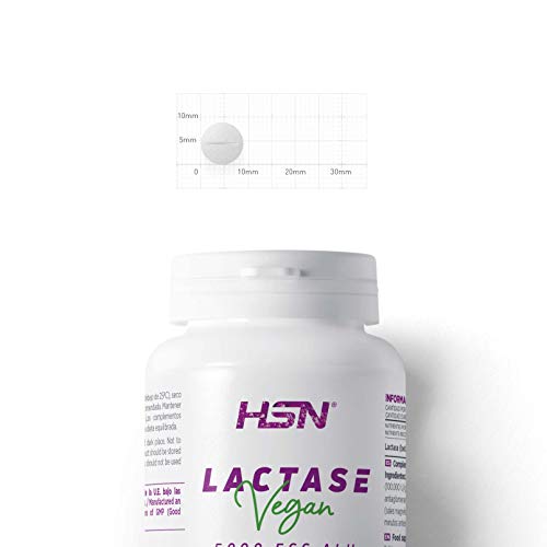 Lactasa Enzimas Digestivas de HSN | 5000 FCC ALU - Alta Potencia | Ideal para Intolerantes a la Lactosa | Vegano, Sin Gluten, Sin Lactosa, 120 tabletas