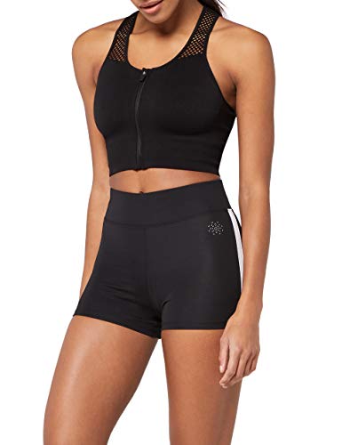 Marca Amazon - AURIQUE Shorts de Deporte con Banda Lateral Mujer, Negro (Black), 40, Label:M