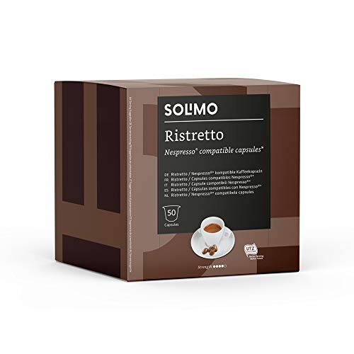 Marca Amazon - Solimo Cápsulas Ristretto, compatibles con Nespresso - 100 cápsulas (2 x 50)