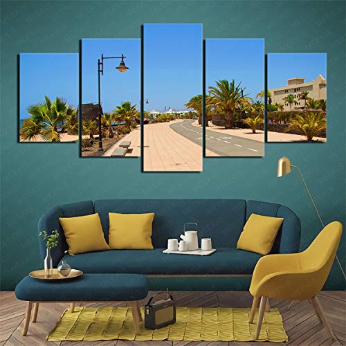 mmkow Impresa sobre lienzo 5 piezas juego de fotos artificiales Lanzarote decoración del hogar 100x200cm (enmarcado)