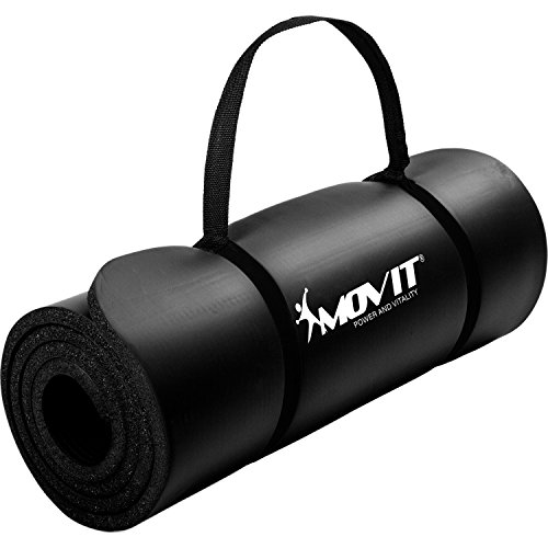 Movit® - Esterilla para Pilates - Sin ftalatos - Largo 190 cm x 100cm - Grosor 1,5 cm - Color Negro Estera de Yoga y Pilates -Colchoneta de Yoga
