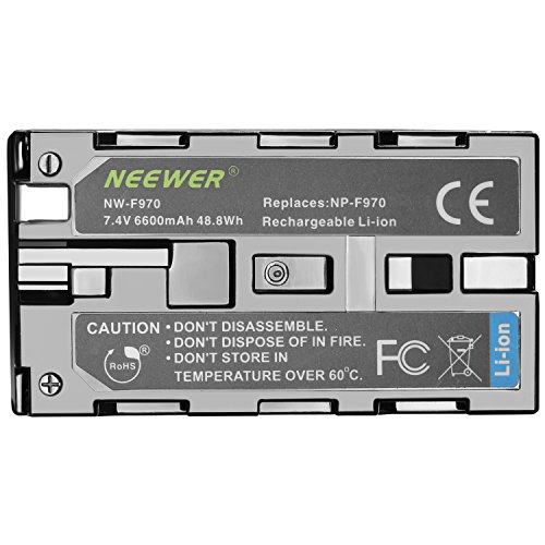 Neewer 2 piezas de recambio 6600mAh Batería NP-F970 batería de Li-ion y cargador de pared AC, adaptador UE y coche Neewer CN160 NW759 74K 760 FW759 74K 760 y otros LED Video luces o monitores
