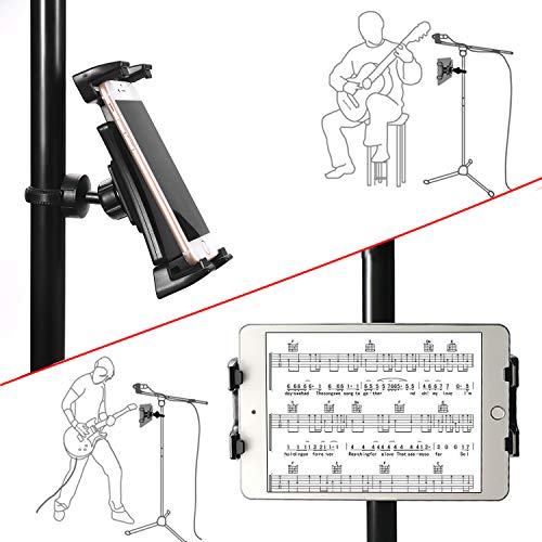 NUOMIC - Soporte para tablet para coche, reposacabezas, soporte para micrófono, bicicleta estática, treadmill, soporte giratorio de 360° para iPad Series y tablets de 4,7 a 12,9 pulgadas