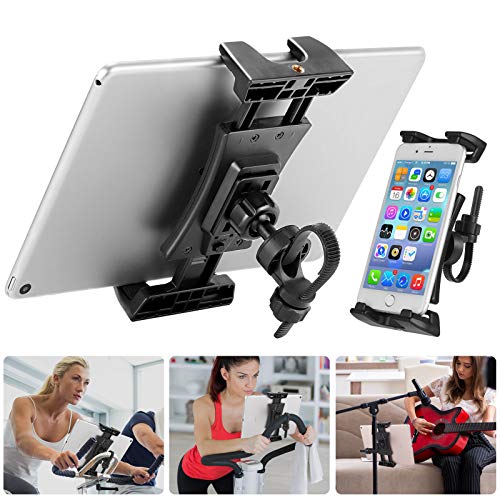 NUOMIC - Soporte para tablet para coche, reposacabezas, soporte para micrófono, bicicleta estática, treadmill, soporte giratorio de 360° para iPad Series y tablets de 4,7 a 12,9 pulgadas