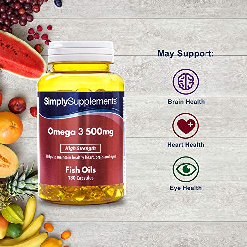 Omega 3 500mg - ¡Bote para 6 meses! -180 cápsulas - Con DHA y EPA - SimplySupplements