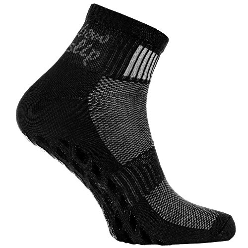 Rainbow Socks - Hombre Mujer Deporte Calcetines Antideslizantes ABS de Algodón - 1 Par - Negro - Talla 44-46