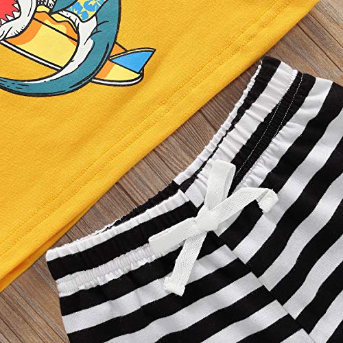 Ropa Verano de Niños Pequeños 2 Piezas Conjunto Top Camiseta + Pantalones Cortos para Bebé Recién Nacido Camisa Casual con Estampado Infantil (Tiburón, 70)