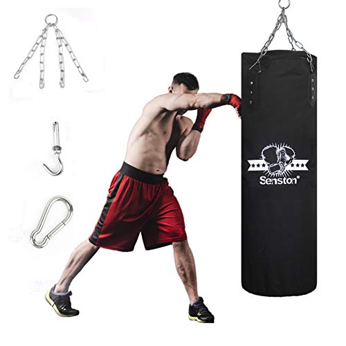Senston Saco de Arena de Boxeo para Trabajo Pesado, Hanging Canvas Hollow Punch Bag para Entrenamiento de Taekwondo, Boxeo y Muay Thai