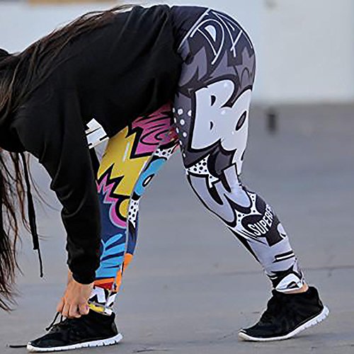SHOBDW Mujer Pantalones de Yoga Estampado de Entrenamiento Correr Pantalones Capri Gimnasio Colores Flaco Estiramiento Cintura Alta Gimnasio Deportivo Pantalones Deportivos(Multicolor,S)