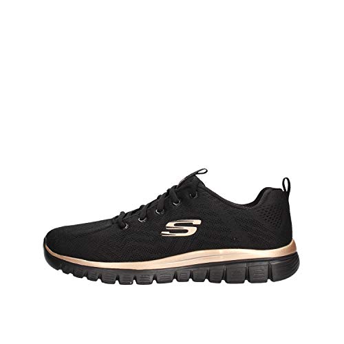 Skechers - Zapatillas deportivas - Modelo Graceful Get Connected Black Rose Gold - Zapatillas de mujer - Material tela negra - Modelo n. 12615 BKRG Negro Size: 39 EU