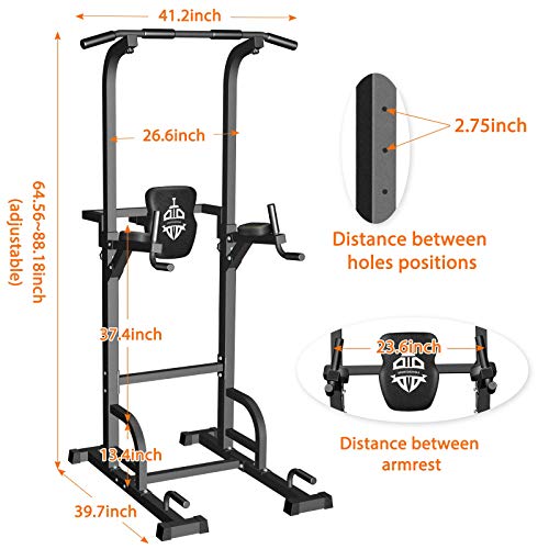 Sportsroyals Power Tower Dip Station Pull Up Bar for Home Gym Strength Training Workout Equipment, 200KG.