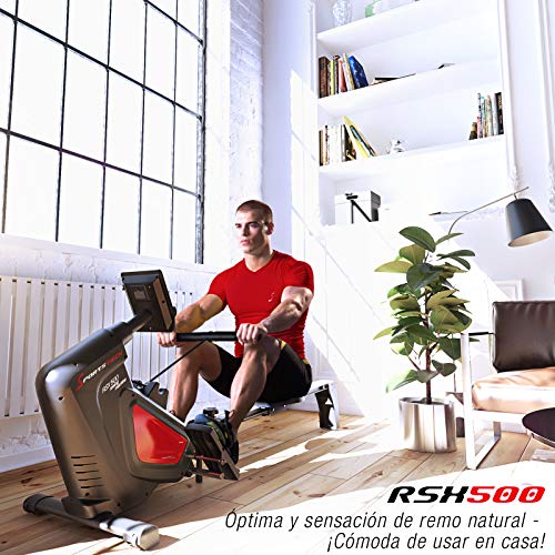 Sportstech RSX500 Máquina de Remo, Smartphone Control, App Fitness, 12 programas Remo + 4 cardíaca, 16 Niveles Resistencia, Modo competición, pulsómetro Incluido