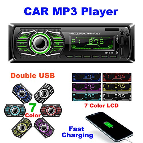 TOYOUSONIC Radio Coche, 12V Universal Autoradio Bluetooth Llamadas Manos Libres Car Stereo Reproductor MP3 Radio FM Doble USB Carga Rapida/AUX/SD con Control Remoto del Volante.