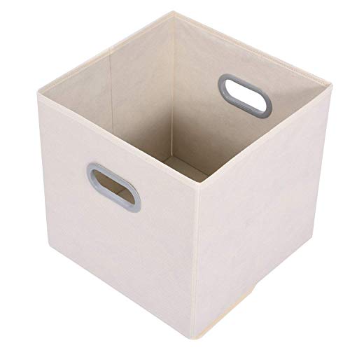UMI. by Amazon - Cajas de Almacenaje de Tela, Cubos de Almacenaje Plegables con 2 Asas, para Hogar, Armario, Cuarto de Niños, 6 pcs, Beige, 30,5 x 30,5 x 30,5 cm