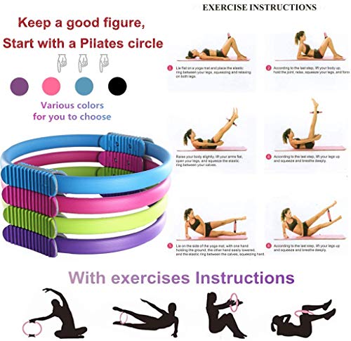 VANUODA Aro Pilates, Anillo de Pilates, Yoga Ring Magic Circle - Fitness Exercise - Training Ringe Workout Círculo Mágico de Ejercicio para Quemar Grasa, Accesorios Pilates Mujer (Púrpura)