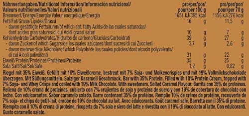 Weider Yippie Bar. Barrita de Proteína 36%. Bajo contenido en Carbohidratos y Azúcares. Sabor Caramelo salado (12x70 g)