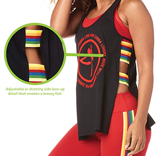 Zumba Camiseta sin Mangas de Lateral Abierto para Mujer Pequeña B2b Negro