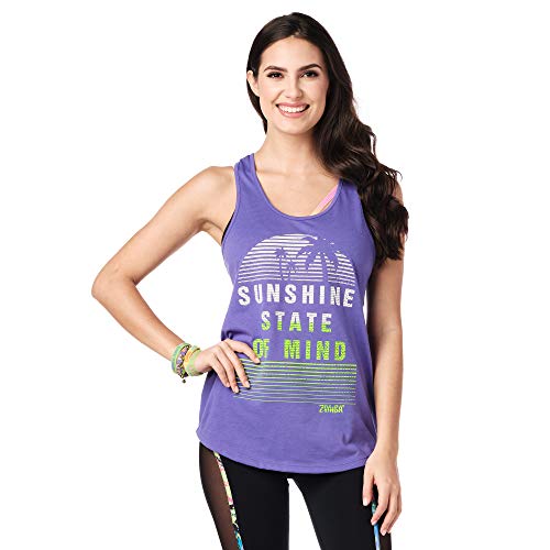 Zumba Dance Atlético Estampado Fitness Camiseta Mujer Sueltas de Entrenamiento Top Deportivo, Purple Pop, X-Large