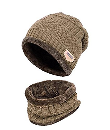 ZZLAY Kids Winter Thick Beanie Hat Bufanda Conjunto Slouchy Warm Snow Knit Skull Cap
