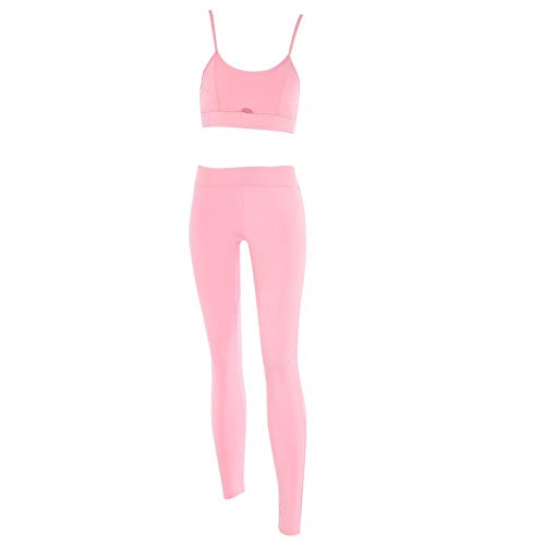 Alomejor Sujetador Deportivo para Mujer Conjunto de Pantalones Conjunto de Ropa de Yoga Estiramiento Traje de Ejercicio físico Gimnasio Sujetador Leggings Conjunto(S-Pink)