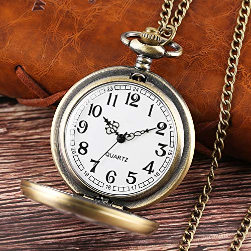 Avaner Reloj De Bolsillo Vintage Retro De Flores, Reloj Mosaico con Cadena Larga De 81cm, Cuarzo Reloj Bronce para Mujer, Regalo Dia de la Madre
