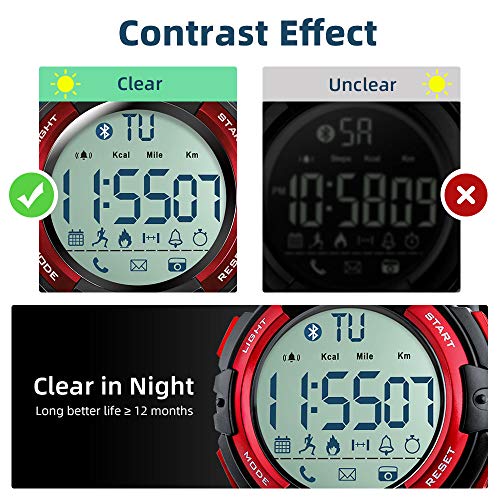 Beeasy Reloj Deportivo Hombre,Relojes Digital Impermeable Watches Inteligente Bluetooth Fitness Tracker Contador Calorías Podómetro Cámara Remota App Notificación de Llamadas SMS,Azul