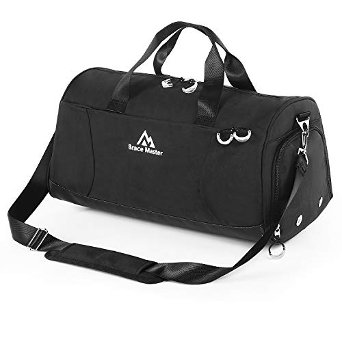 Brace Maste - Bolsa de deporte con compartimento para zapatos y bolsillo mojado, color negro