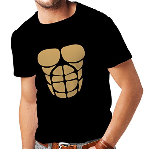 Camisetas Hombre para su Crecimiento del músculo - Camisetas Divertidas del Entrenamiento (Large Negro Oro)