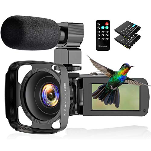 CamVeo 2.7K Videocámara Camcorder, Vlogging Kamera mit 1o6X leistungsstarken Zoom und 36 Mega Pixel IR Night Vision Digital, Kamera-Recorder mit 3,0 Zll LCD Touchscreen Camcorder Full HD mit Mikrofon