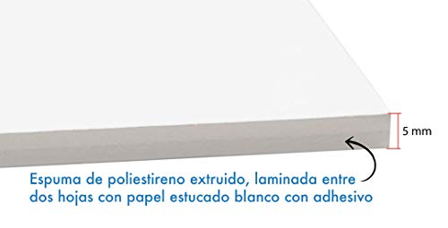 Chely Intermarket carton pluma adhesivo 50x70 blanca con espesor de 5mm/12 unidades/, foam board rectangular para manualidades, foto o soporte (541-50x70*12-2,90)