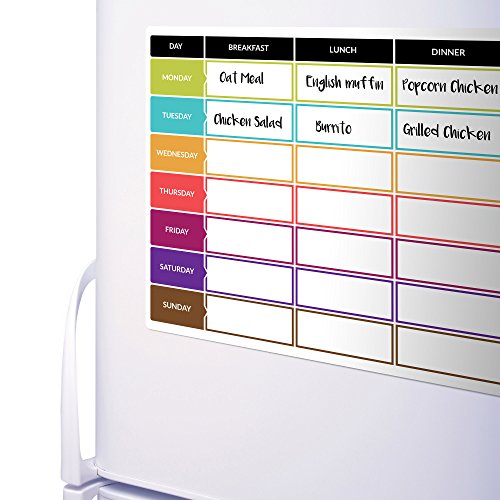 CKB LTD planificador de dietas | Pizarra blanca magnética para el frigorífico con rotulador A3, Ideal para la planificación de las comidas familiares, musculación