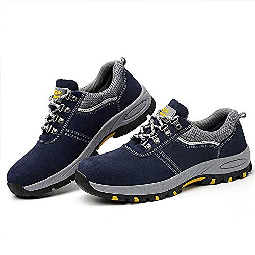 DoGeek Zapato Seguridad Calzado Seguridad Hombre con Punta de Acero, Antideslizante Transpirables, Unisex, Azul, 39