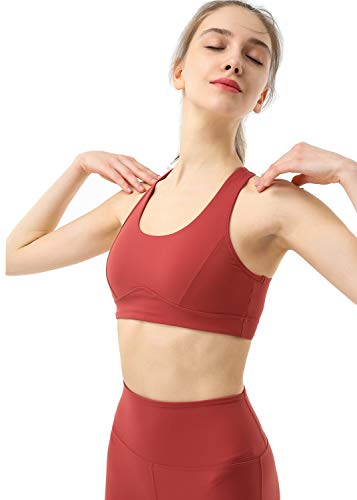 Eagool Conjuntos de Entrenamiento para Mujer Trajes de 4 Piezas Leggings de Yoga de Cintura Alta y Sujetador Deportivo Ropa de Gimnasio Grande Rojo
