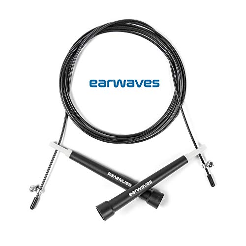 Earwaves ® R3 - Comba básica de Velocidad. Cuerda para Saltar para Entrenamiento Funcional, Boxeo, MMA. Longitud Ajustable de 3 Metros y rodamientos Ligeros para Double Unders.