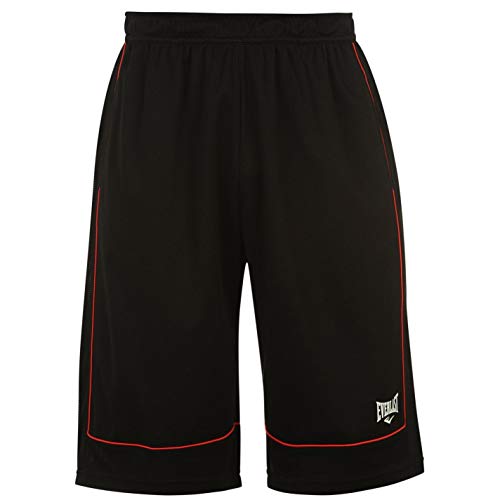 Everlast - Pantalones cortos de baloncesto para hombre, sueltos, ropa deportiva, Todo el año, Hombre, color negro/rojo, tamaño L